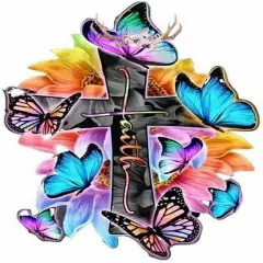 Diamond Painting Kits for Adults, DIY Diamond Art Kits Full Drill Diamond Dots, Cross Butterfly 5D Diamond Art Accessories for Beginner, Gem Art for Home Wall Decor (12 x 16in)