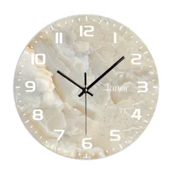 Glass Wall Clock White Marble