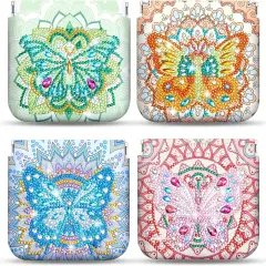 4 Pcs Diamond Painting Coin Purse Pouch Leather DIY Rhinestone Paint Handmade Clutch Change Holder Change Purse Diamond Painting Bags for Adults Women Craft Makeup (Mandala, Butterfly)