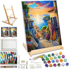 12x16 Inch Paint by Number with Easel Oil Painting Kits for Gift Home Wall Decor