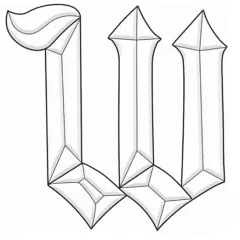6" x 5-1/2" Exquisite Clear Glass Letter W Bevel Cluster BLW