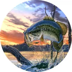 Bass Fishing Jumping Ceramic Car Coaster Set 2.56" (2 Pack)