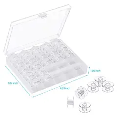 25 Pieces Bobbins for Sewing Machine, Sa156 Bobbins, Bobbins Class 15, Sewing Accessories, Plastic Bobbin with Case(1 Box)