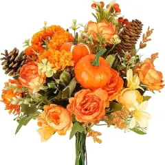 10PCS Artificial Fall Flowers - Orange