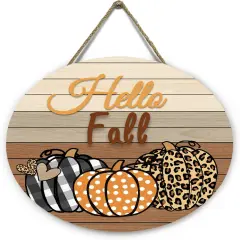 Hello Fall Pumpkin Wooden Door Signs