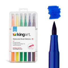 KINGART&reg; Watercolor Brush Markers 12 Colors