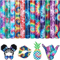Tie Dye HTV Heat Transfer Vinyl - 12 Sheets Bundle, 10x12 Inch