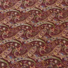 Maroon Swirls with Pink and Green Cotton Fabric by the Yard
