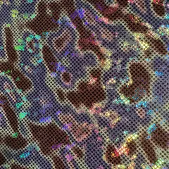 1 Yard Lava Hologram Foil Polyester Spandex Stretch Fabric for Cosplay Dancewear Crafts 57/58 Inch Width navy