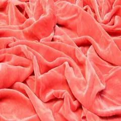1 yard Silk Rayon Velvet Fabric for Costumes and Upholstery 45 Inches Width Coral