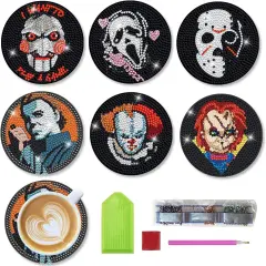 6 PCS Diamond Painting Coasters Kits with Holder
