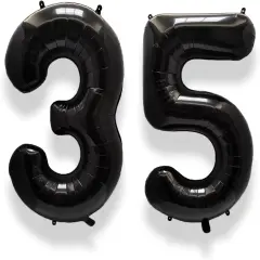 40 Inch Large 35 Balloon Numbers Black, Big Foil Number Balloons