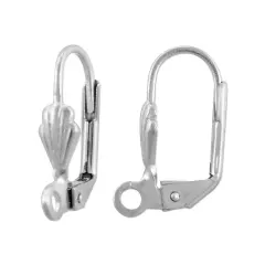 JewelrySupply Lever Back with Shell & Loop Silver Plated (10-Pcs)