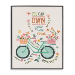 Stupell Industries Own Road Phrase with Bicycle Framed Giclee Wall Art Design by Irene Chan