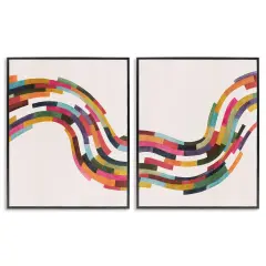 Stupell Industries Abstract Colorful Wave 2 pc Framed Giclee Wall Art Set Design by Grace Popp
