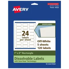 Avery Dissolvable Labels, 1" x 2" Rectangle