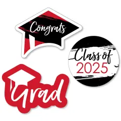 Big Dot of Happiness Red 2025 Graduation Party - DIY Shaped Cut-Outs - 24 Count