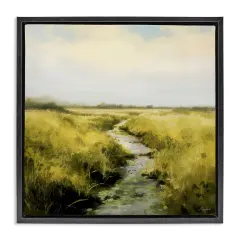 Stupell Industries Calming Horizon Stream Framed Floater Canvas Wall Art Design by Roozbeh Bahramali