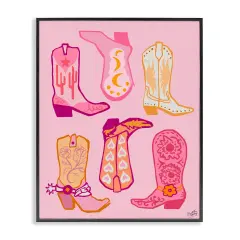 Stupell Industries Cowgirl Boot Designs Framed Giclee Wall Art Design by Elizabeth Medley
