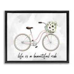 Stupell Industries Beautiful Ride Floral Bike Framed Floater Canvas Wall Art Design by Kim Allen