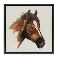 Stupell Industries Detailed Brown Horse Framed Floater Canvas Wall Art Design by Filippo Ioco