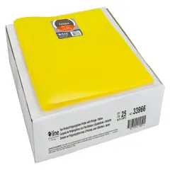 C-Line 2-Pocket Poly Portfolio with Prongs, Yellow, Pack of 25