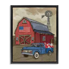 Stupell Industries Vintage Americana Barn Framed Floater Canvas Wall Art Design by Lisa Perry Whitebutton