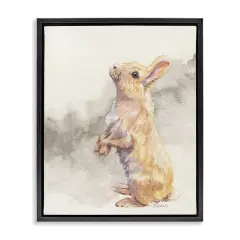 Stupell Industries Standing Bunny Watercolor Framed Floater Canvas Wall Art Design by Jennifer Redstreake