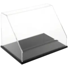Plymor Clear Acrylic Slanted Front Display Case, 12" W x 8" D x 8" H Black