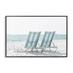 Stupell Industries Blue Beach Chairs Pair Framed Giclee Wall Art Design by Elena Chukhlebova