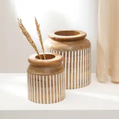 Decorative Handcrafted Accent Wood Vase