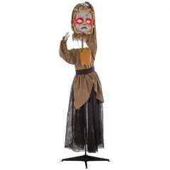 5.2' Life Size Doll with Simulated Wound Cracks, Outdoor Halloween Decoration Animatronic, Sound & Motion Activated