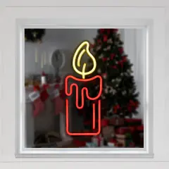 Northlight LED Candle Neon Lighted Christmas Wall or Window Decoration - 12" Red