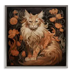 Stupell Industries Maine Coon Cat Portrait Framed Floater Canvas Wall Art Design by Steve Hunziker