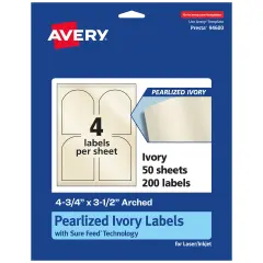 Avery Pearlized Ivory Arched Labels with Sure Feed Technology, Print-to-the-Edge, 4.75" x 3.5"