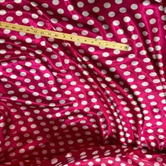 1 Yard One-Inch Polka Dot Charmeuse Satin Fabric for Apparel & Crafts 58/60" Width Fuchsia/White