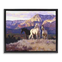 Stupell Industries Horses Peering Over Mountainside Floating Frame By Claire Goldrick