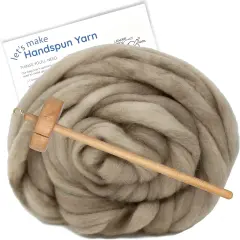 LEARN TO SPIN - Beginner's Spinning Kit with Hand Dyed BFL Roving, Drop Spindle & Printed Instructions w/ Video. Many Colors. Sand