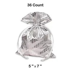Faux Sequin Printed Satin Bag 5" x 7" Sparkling and Elegant