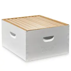 Honey Keeper Complete Deep Hive Body Kit, Painted and Assembled Beehive with 10-Frames White
