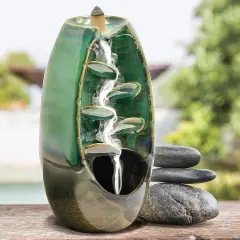 Collections Etc Cascading Waterfall Incense Burner with 10 Incense Cones