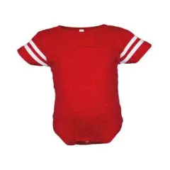 Rabbit Skins&reg; Infant Football Classic Crew Neck Short Sleeve Bodysuit VN RED BLD WHT