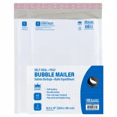 BAZIC Poly Bubble Mailer (#5)10.5" x 15" (2/Pack)