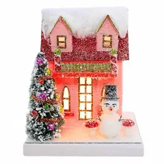 Cody Foster 6.75 In Snowman Cottage Christmas Putz House , Christmas Decor Christmas Tree Mushrooms Snow Covered Multicolored