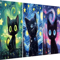 Large Diamond Painting Kits for Adults, Black Cat Diamond Art Kits for Adults, DIY Full Diamond Art Crystal Rhinestone Gem Art and Crafts Painting with Diamond Home Wall Decor 27.6x15.6inch