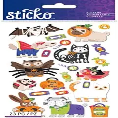 Sticko Halloween Animal Characters With Glitter Flat Stickers