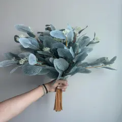 6pcs Artificial Eucalyptus Stems Blue Fake Eucalyptus Leaves Tall Eucalyptus Branches Floral Decorations for Boho Home Decor Flowers Arrangement
