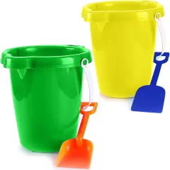 4E's Novelty 2 Pack Beach Buckets with Shovels &ndash; 7.5" Sand Buckets & Shovels for Sand & Outdoor Play