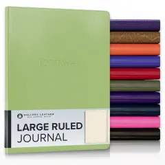 Gallery Leather Journal - Crafted in Maine, USA - Elegant Leather Writing Notebook with 192 Lined Pages - A Timeless Space for Your Thoughts - 9.75x7.5 ", Large Lined Camden Kiwi