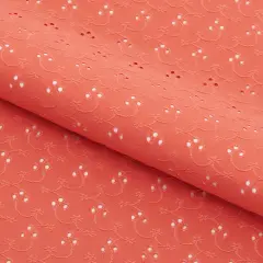 1 Yard Eyelet Jacquard Stretch Fabric 4-Way Floral Polyester Spandex for Dance & Swimwear 53&Prime; Width Peachberry